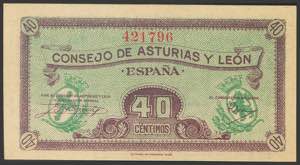40 Céntimos. 1937. Asturias y León. Sin ... 