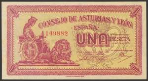 1 Peseta. 1937. Asturias y León. Sin serie. ... 