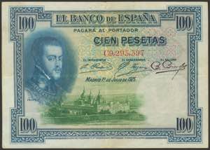 100 pesetas. July 1, 1925. Dry stamp ... 