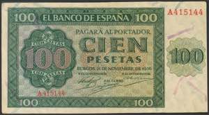 100 pesetas. November 21, 1936. Series A. ... 
