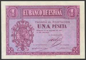 1 peseta. October 12, 1937. Series A. ... 