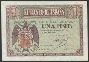 1 peseta. April 30, 1938. Series D. (Edifil ... 