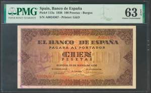 100 pesetas. May 20, 1938. Series A. (Edifil ... 