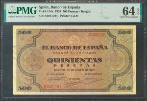 500 pesetas. May 20, 1938. Series A. (Edifil ... 
