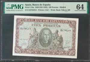 100 pesetas. January 9, 1940. Series D. ... 