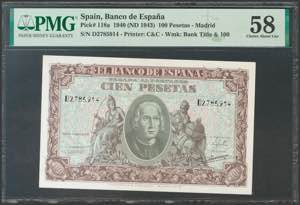 100 pesetas. October 1, 1940. Series D. ... 