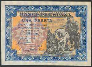 1 peseta. January 1, 1940. Series A. (Edifil ... 