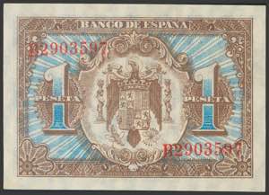 1 peseta. June 1, 1940. Series B. ... 