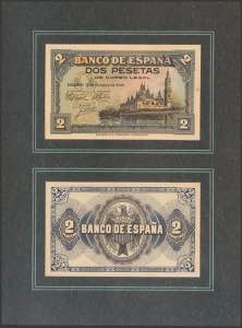 2 Pesetas. Proof of the front and back of a ... 