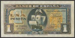 1 peseta. September 4, 1940. Without series. ... 