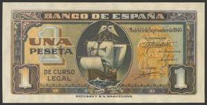 1 peseta. September 4, 1940. Series A. ... 