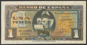 1 peseta. September 4, 1940. Series C. ... 