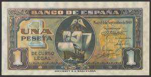 1 peseta. September 4, 1940. Series E. ... 