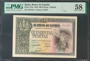 500 pesetas. October 21, 1940. Without ... 