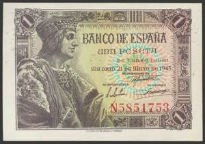 1 peseta. May 21, 1943. Series N, ... 