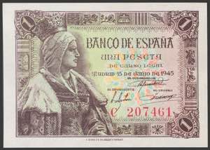 1 peseta. June 15, 1945. Series C. ... 
