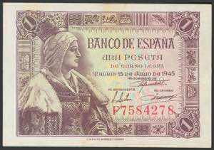 1 peseta. June 15, 1943. Series L. (Edifil ... 