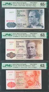 Set of 6 banknotes of 200 Pesetas, ... 