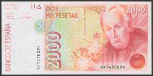 2000 pesetas. April 24, 1992. Series 9A, ... 