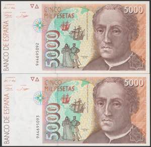 5000 pesetas. October 12, 1992. Correlative ... 