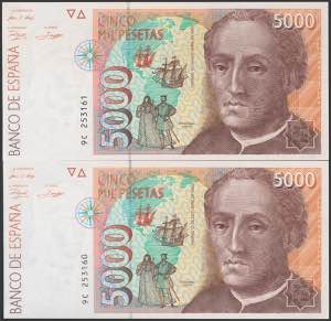 5000 pesetas. October 12, 1992. Correlative ... 