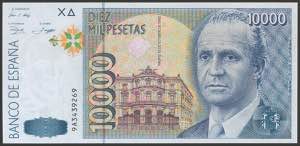 10000 Pesetas. October 12, 1992. Series 9A, ... 