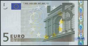 5 euros. January 1, 2002. Trichet signature. ... 