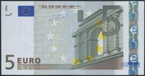 5 euros. January 1, 2002. Trichet signature. ... 