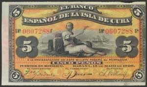 SPANISH BANK OF THE ISLAND OF CUBA. 5 pesos. ... 