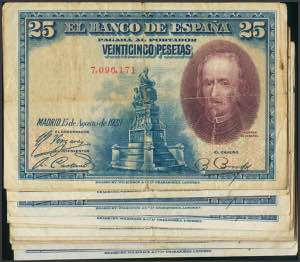 Set of 17 banknotes of 25 Pesetas ... 