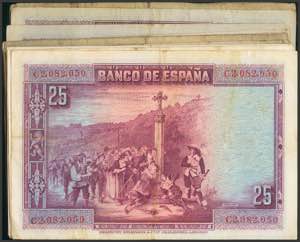 Set of 17 banknotes of 25 Pesetas ... 