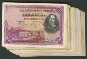 Set of 68 banknotes of 50 Pesetas issued on ... 
