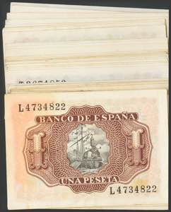 Set of 45 1 Peseta banknotes ... 