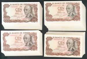 Set of 196 100 Pesetas banknotes issued on ... 