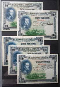 Set of 83 banknotes of the Bank of Spain of ... 