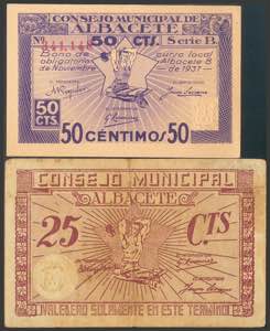 ALBACETE. 25 Céntimos y 50 Céntimos. 1938. ... 