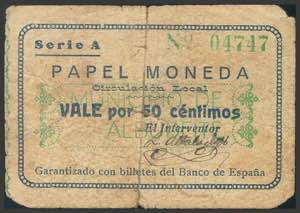 ALBUDEITE (MURCIA). 50 Céntimos. (1937ca). ... 