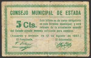ESTADA (HUESCA). 5 Céntimos. 12 de Agosto ... 