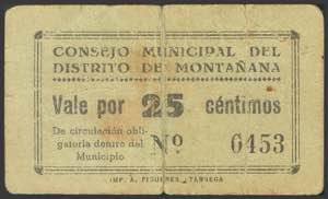 MONTAÑANA (HUESCA). 25 Céntimos. (1937ca). ... 