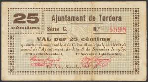 TORDERA (BARCELONA). 25 Céntimos. 8 de ... 