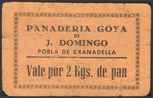 (1937ca). Vale de la Panadería Goya de J. ... 