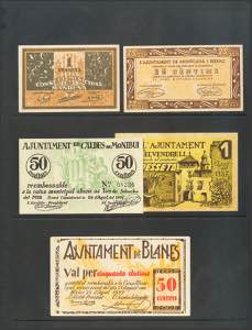 Set of 5 tickets from the Civil War of ... 