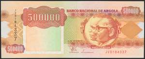 ANGOLA. 500000 Kwanzas. 1991. Banco Nacional ... 