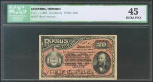 ARGENTINA. 20 cents. 1 January 1884. (Pick: ... 