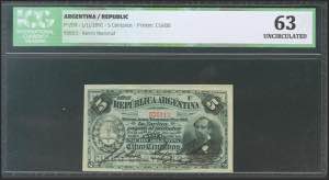 ARGENTINA. 5 cents. 1 November 1891. Series ... 