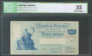 ARGENTINA. 10 pesos. (1925ca). Series B. ... 