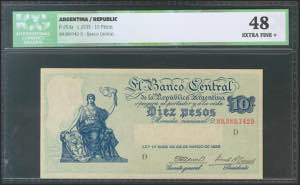 ARGENTINA. 10 pesos. 1935. Series D. (Pick: ... 