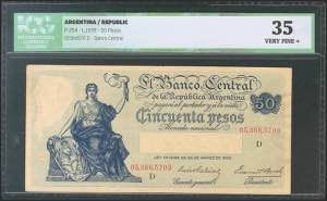 ARGENTINA. 50 pesos. 1935. Series D. (Pick: ... 
