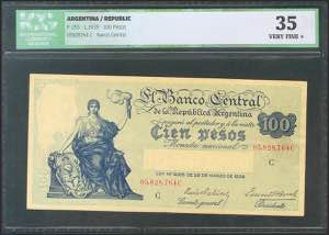 ARGENTINA. 100 pesos. 1935. Series C. (Pick: ... 