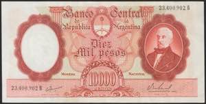 ARGENTINA. 10,000 pesos. 1967. (Pick: 281b). ... 